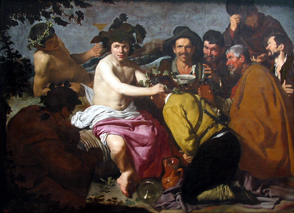El dios romano del vino, Baco en el famoso cuadro de Velázquez.