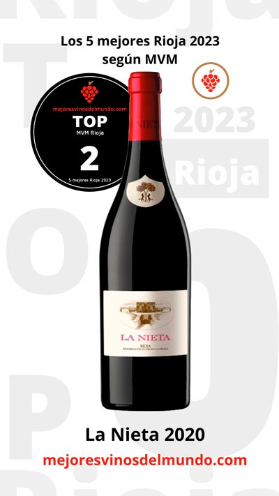 La Nieta es el segundo clasificado en la lista de mejores vinos de Rioja 2023 para MVM. 100% Tempranillo.